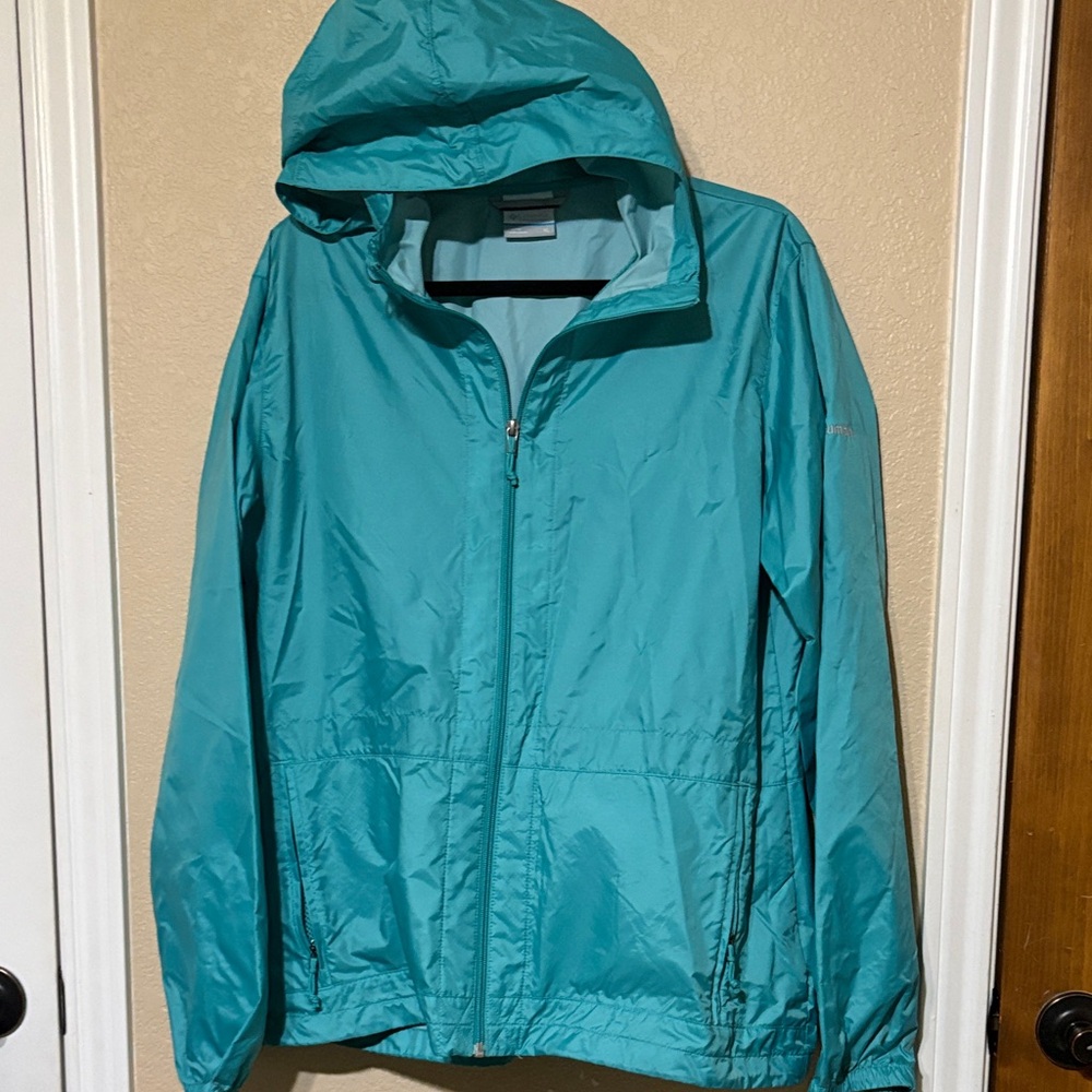 Women's Teal Hooded Rain Jacket - Lightweight Water-Resistant